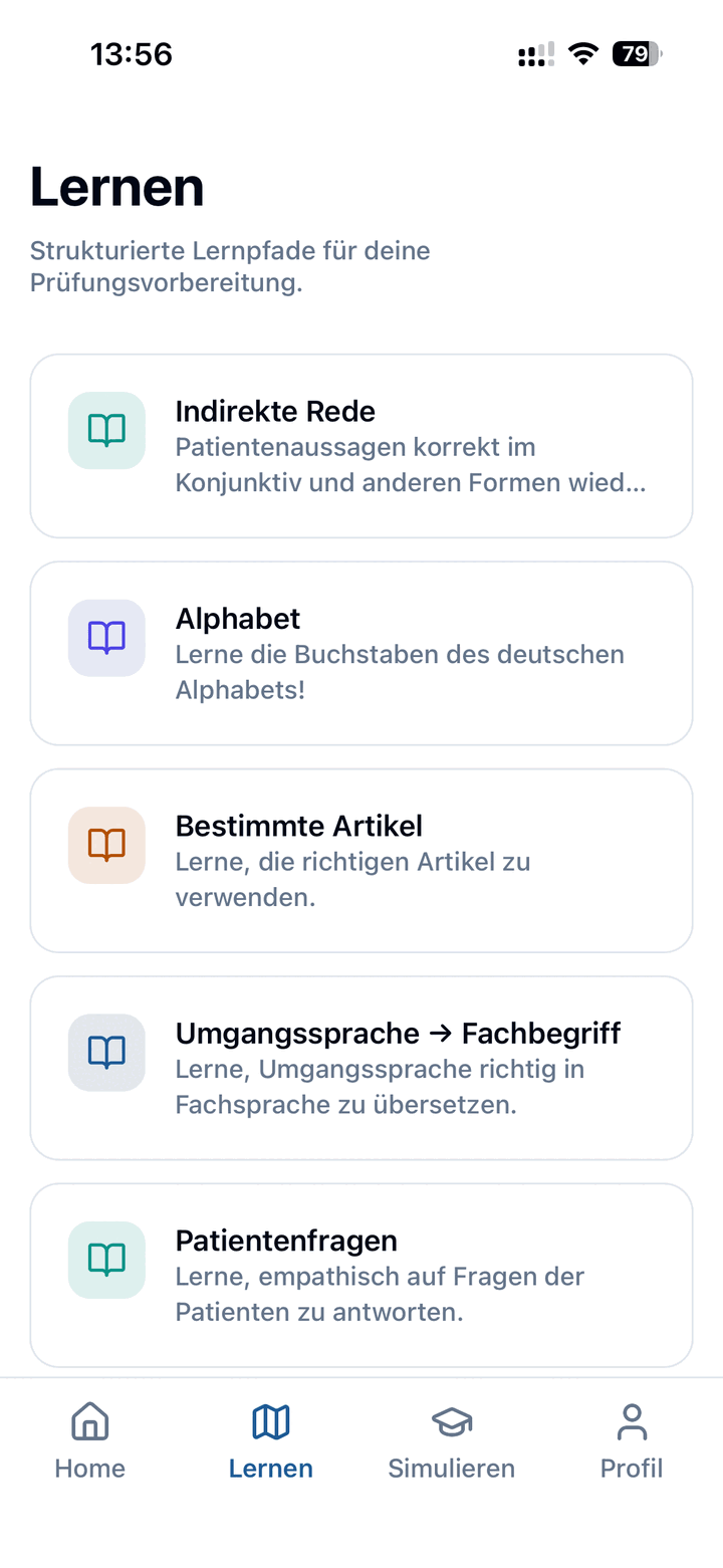 Strukturierte Lernpfade in der medeKI App