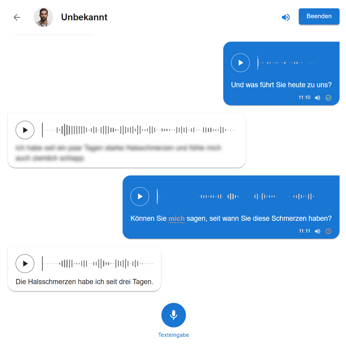 medeKI Anamnesegespräch Simulation